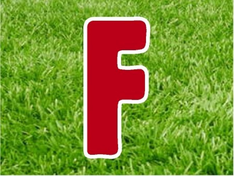 F in red