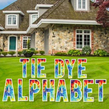 TieDye Alphabet Yard Letters and Greetings 3 Card - Happy Birthday Tie Dye Letters