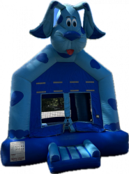blue dog bounce house